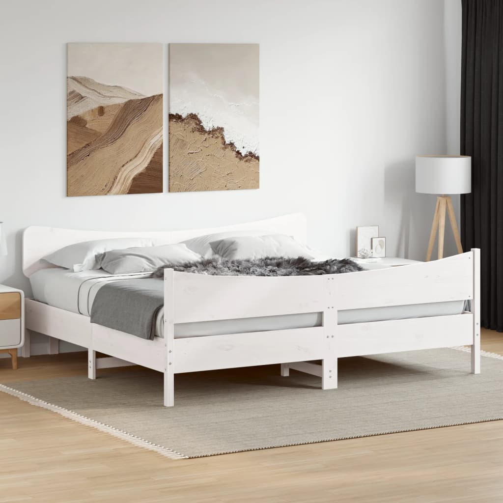 Giroletto senza Materasso Bianco 200x200 cm Legno Massello Pino | homemem39