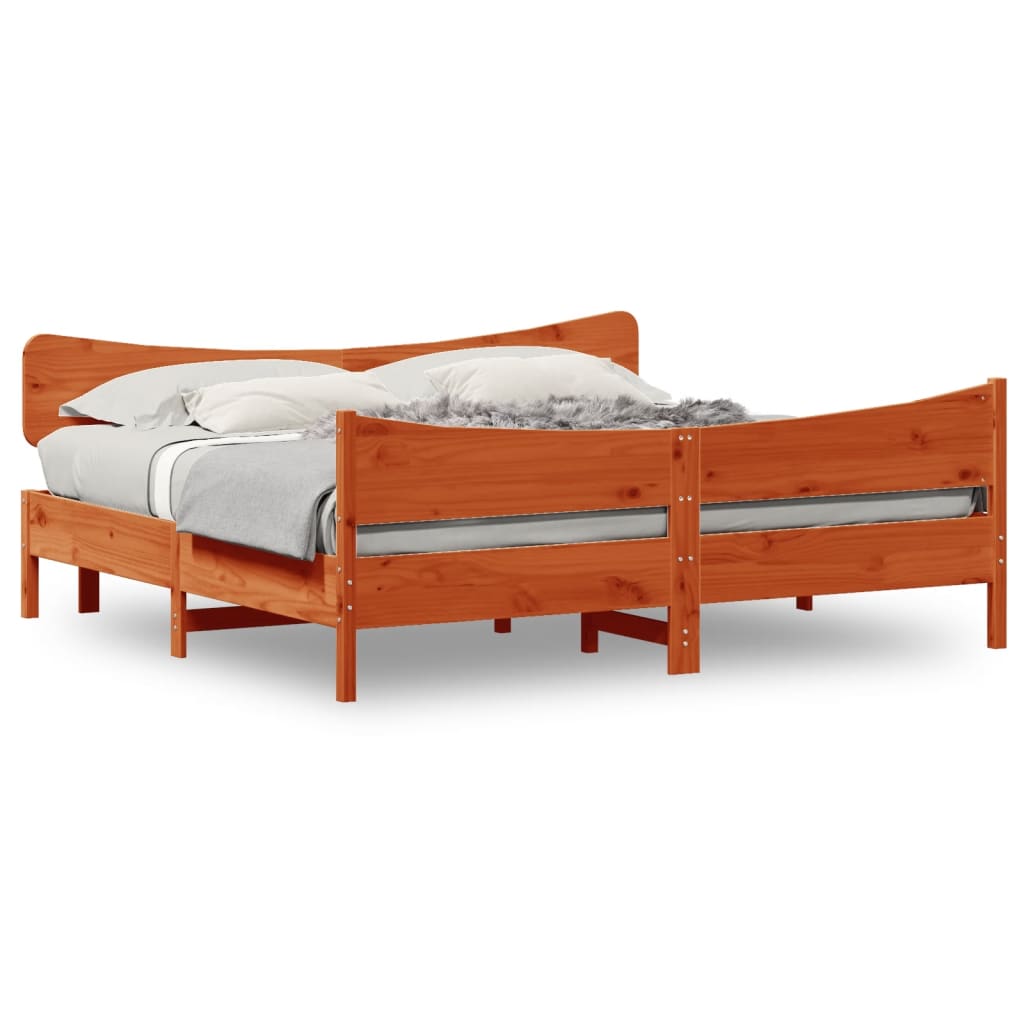 Giroletto senza Materasso Marrone Cera 200x200 cm Legno di Pino | homemem39