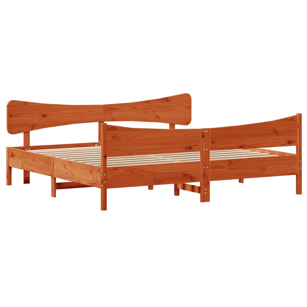 Giroletto senza Materasso Marrone Cera 200x200 cm Legno di Pino | homemem39