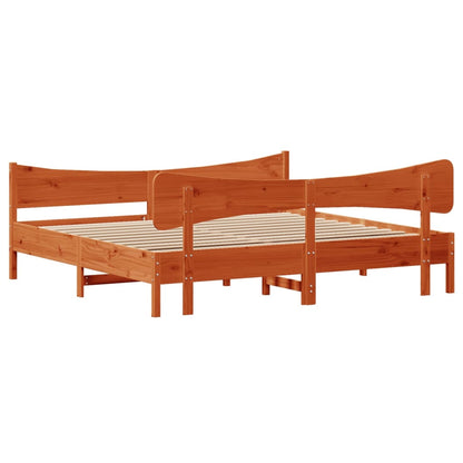 Giroletto senza Materasso Marrone Cera 200x200 cm Legno di Pino | homemem39