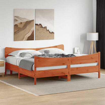 Giroletto senza Materasso Marrone Cera 200x200 cm Legno di Pino | homemem39