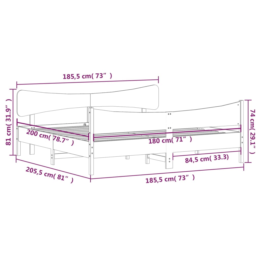 Giroletto senza Materasso Bianco 180x200 cm Legno Massello Pino | homemem39