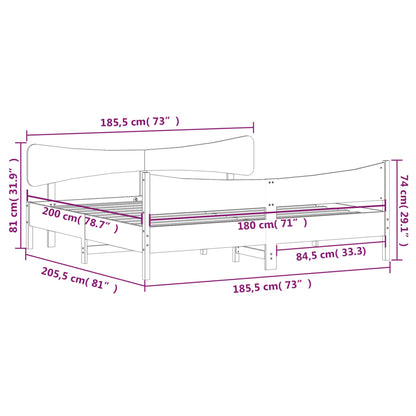 Giroletto senza Materasso Marrone Cera 180x200 cm Legno di Pino | homemem39