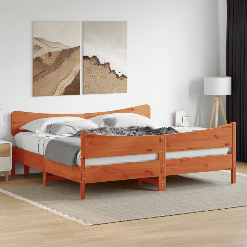 Giroletto senza Materasso Marrone Cera 180x200 cm Legno di Pino | homemem39