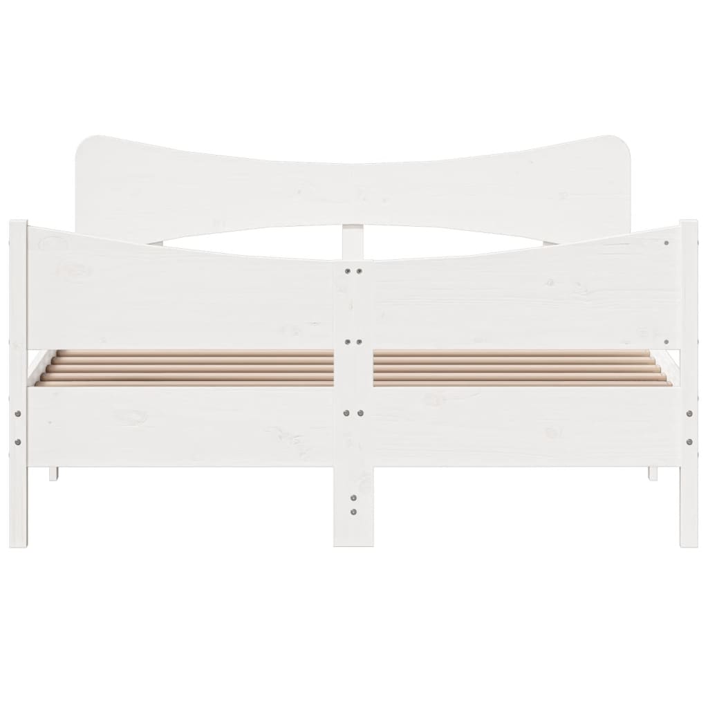 Giroletto senza Materasso Bianco 160x200 cm Legno Massello Pino