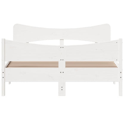 Giroletto senza Materasso Bianco 160x200 cm Legno Massello Pino