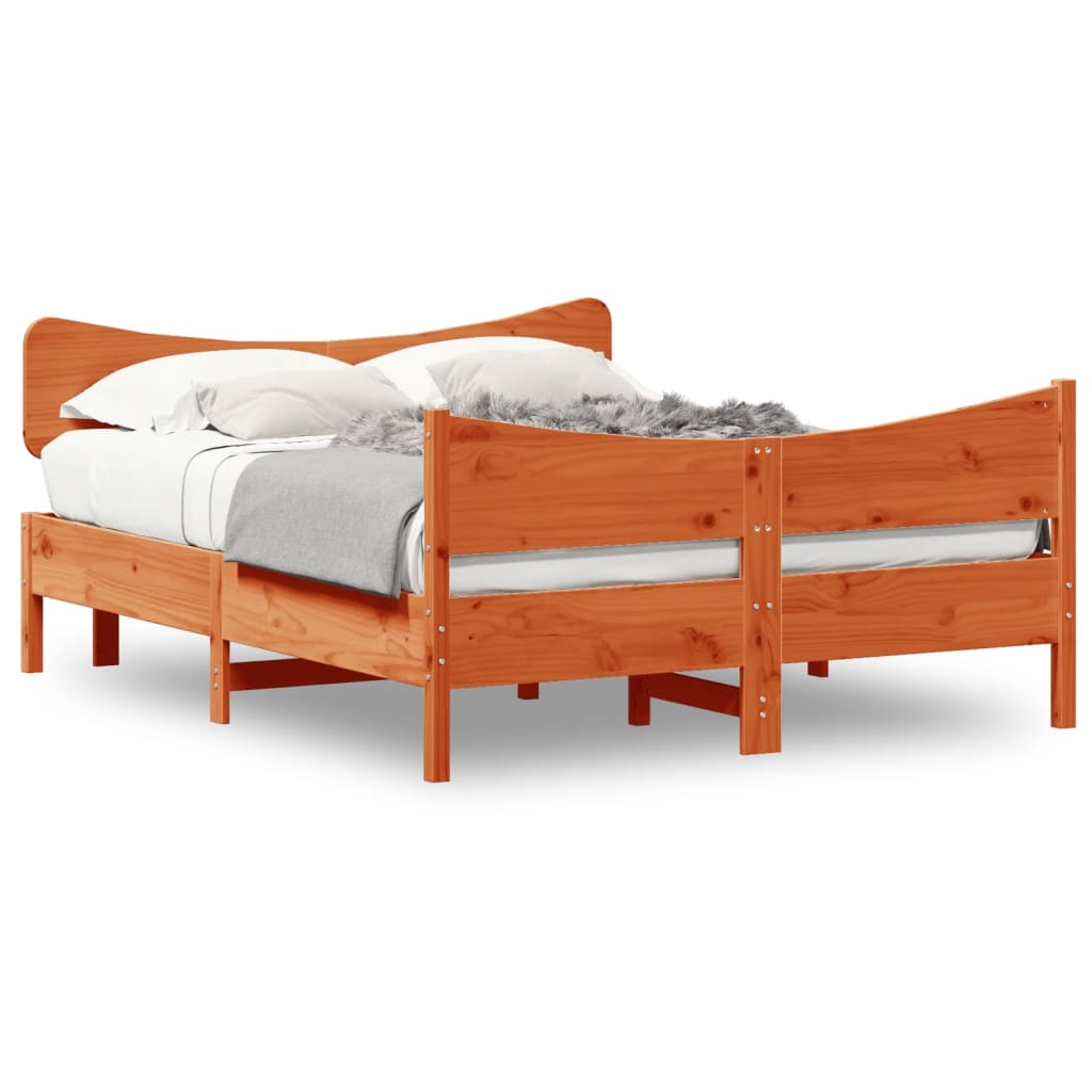Giroletto senza Materasso Marrone Cera 150x200 cm Legno di Pino | homemem39