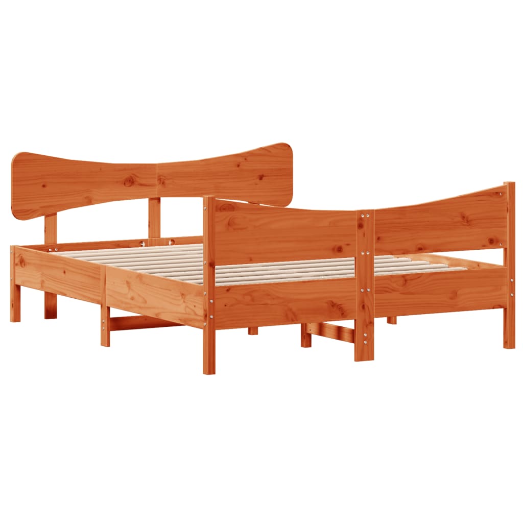 Giroletto senza Materasso Marrone Cera 150x200 cm Legno di Pino | homemem39