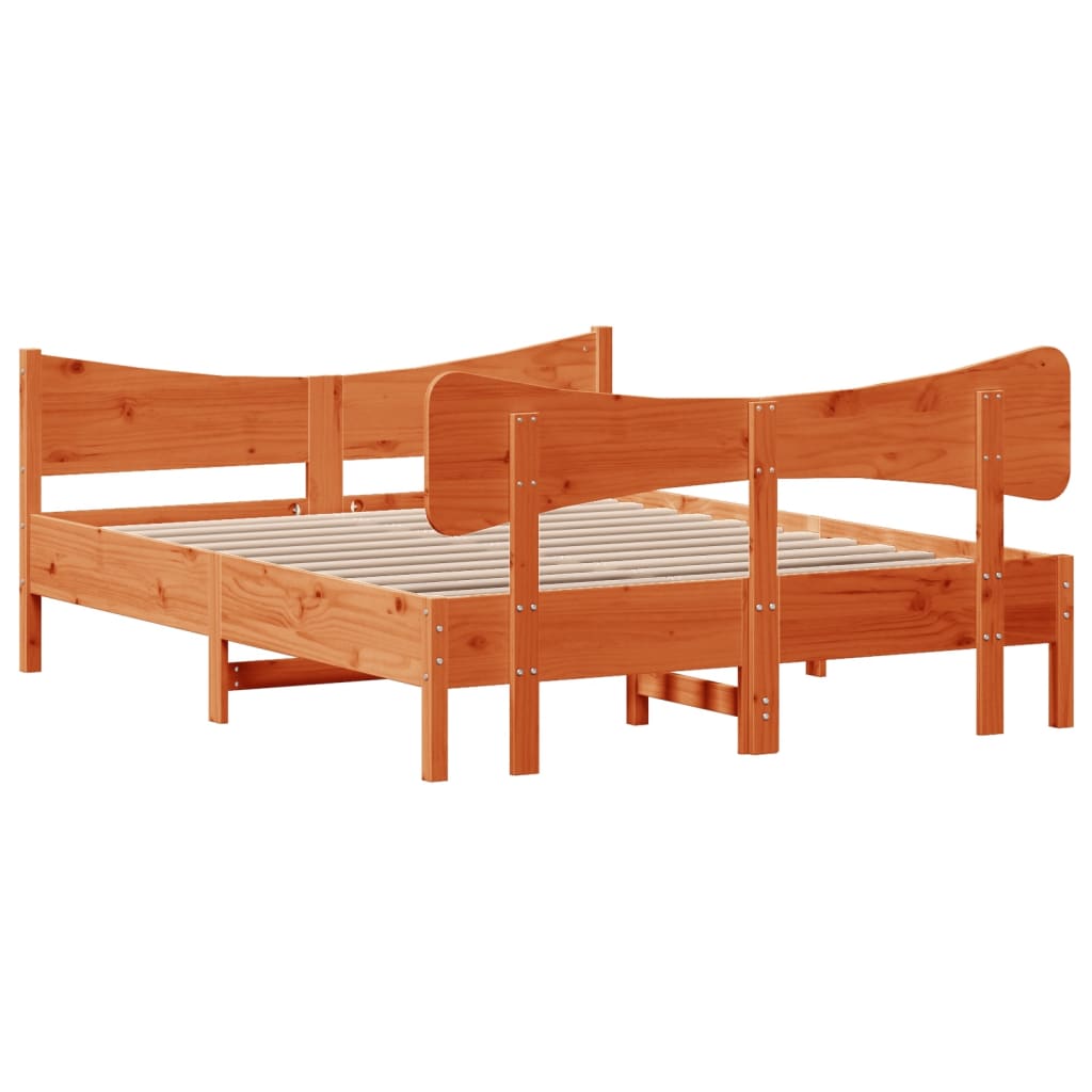 Giroletto senza Materasso Marrone Cera 150x200 cm Legno di Pino | homemem39