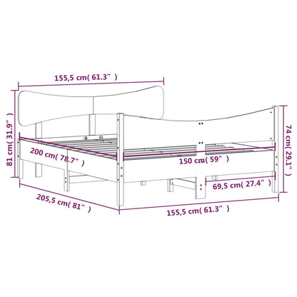Giroletto senza Materasso Marrone Cera 150x200 cm Legno di Pino | homemem39