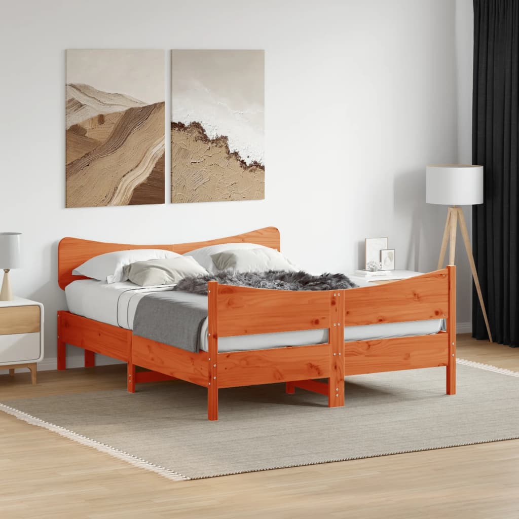 Giroletto senza Materasso Marrone Cera 150x200 cm Legno di Pino | homemem39