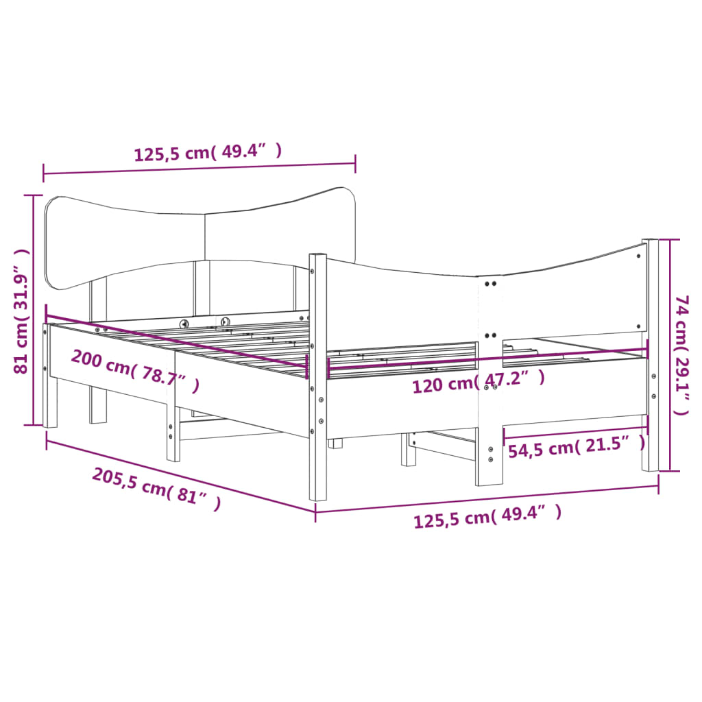 Giroletto senza Materasso 120x200 cm in Legno Massello di Pino | homemem39