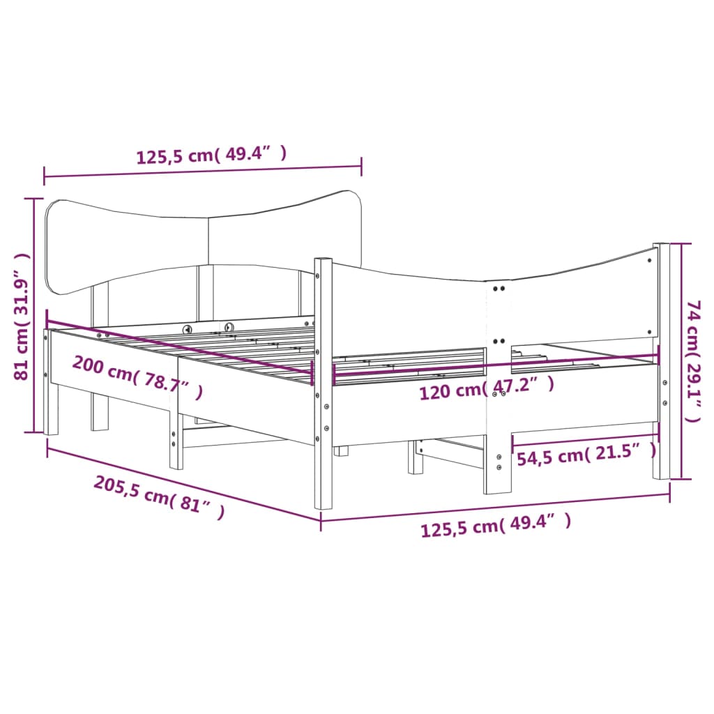 Giroletto senza Materasso Marrone Cera 120x200 cm Legno di Pino | homemem39