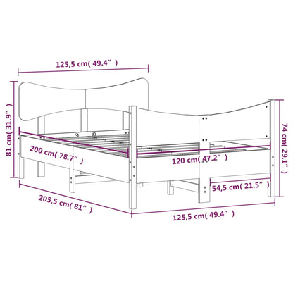 Giroletto senza Materasso Marrone Cera 120x200 cm Legno di Pino | homemem39