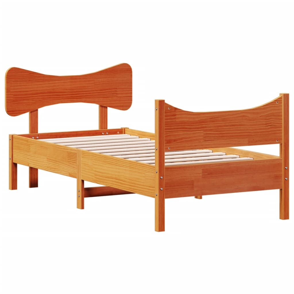 Giroletto senza Materasso Marrone Cera 100x200 cm Legno di Pino | homemem39