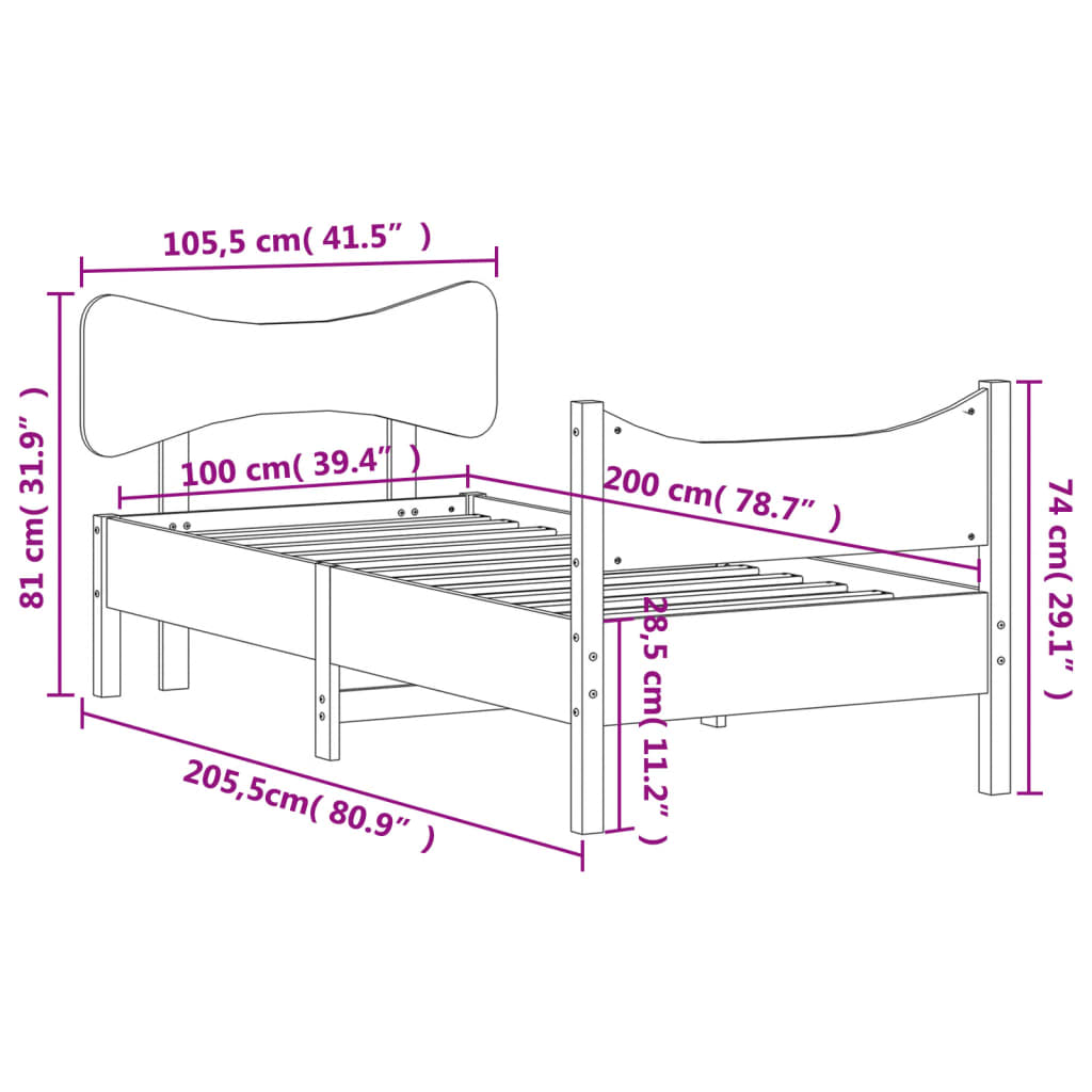 Giroletto senza Materasso Marrone Cera 100x200 cm Legno di Pino | homemem39