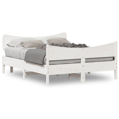 Letto senza Materasso Bianco 140x190 cm Legno Massello di Pino - homemem39