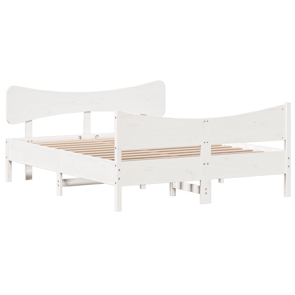 Letto senza Materasso Bianco 140x190 cm Legno Massello di Pino - homemem39