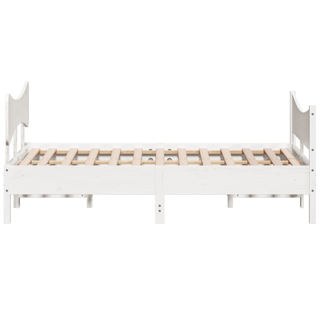 Letto senza Materasso Bianco 140x190 cm Legno Massello di Pino - homemem39