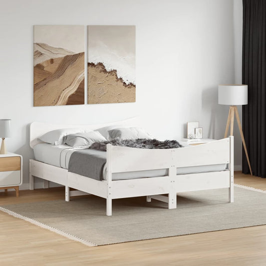 Letto senza Materasso Bianco 140x190 cm Legno Massello di Pino - homemem39
