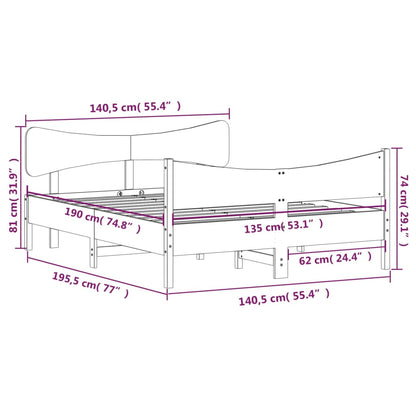 Letto senza Materasso 135x190 cm in Legno Massello di Pino | homemem39