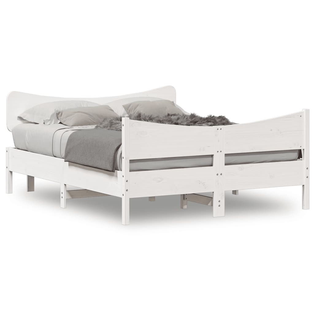 Letto senza Materasso Bianco 135x190 cm Legno Massello di Pino | homemem39