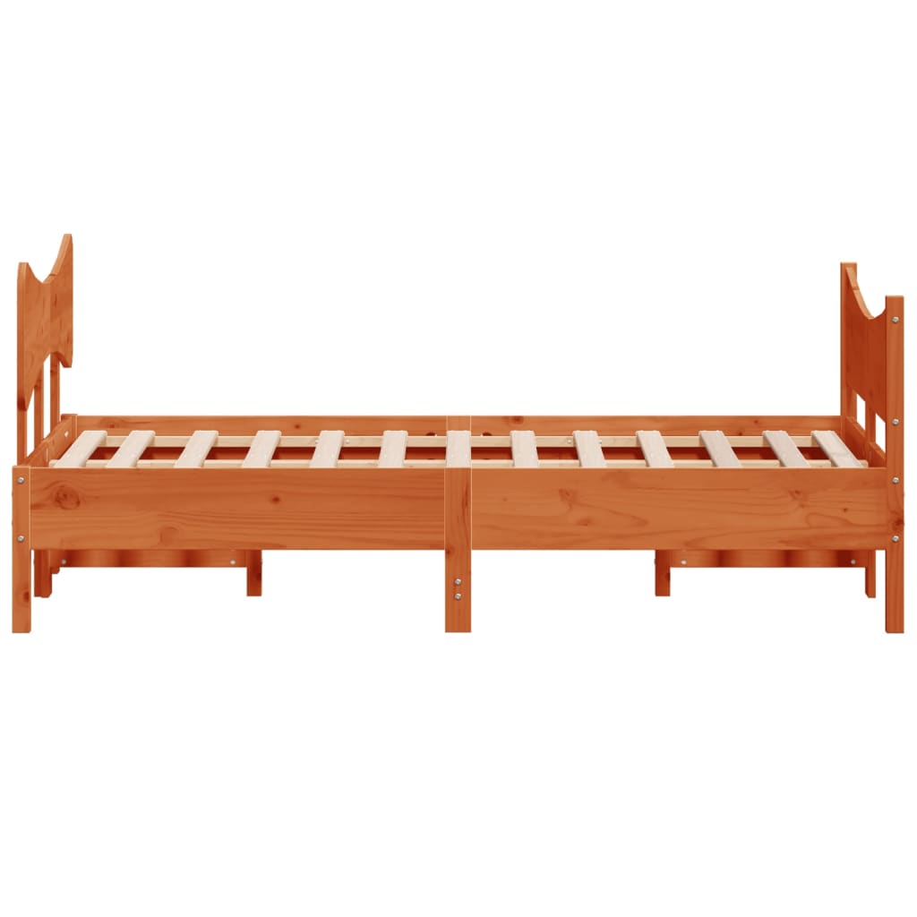 Letto senza Materasso Marrone Cera 135x190 cm in Legno di Pino | homemem39