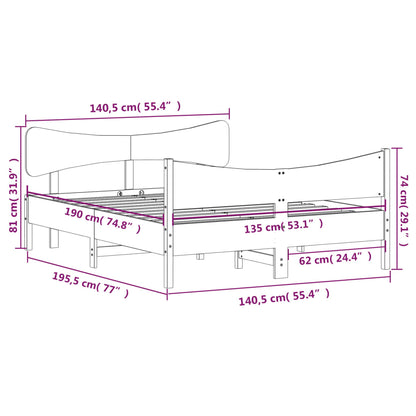 Letto senza Materasso Marrone Cera 135x190 cm in Legno di Pino | homemem39