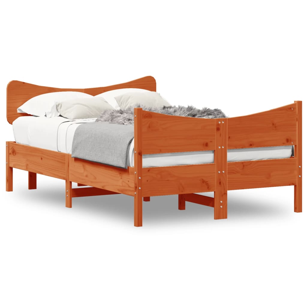 Letto senza Materasso Marrone Cera 120x190 cm in Legno di Pino