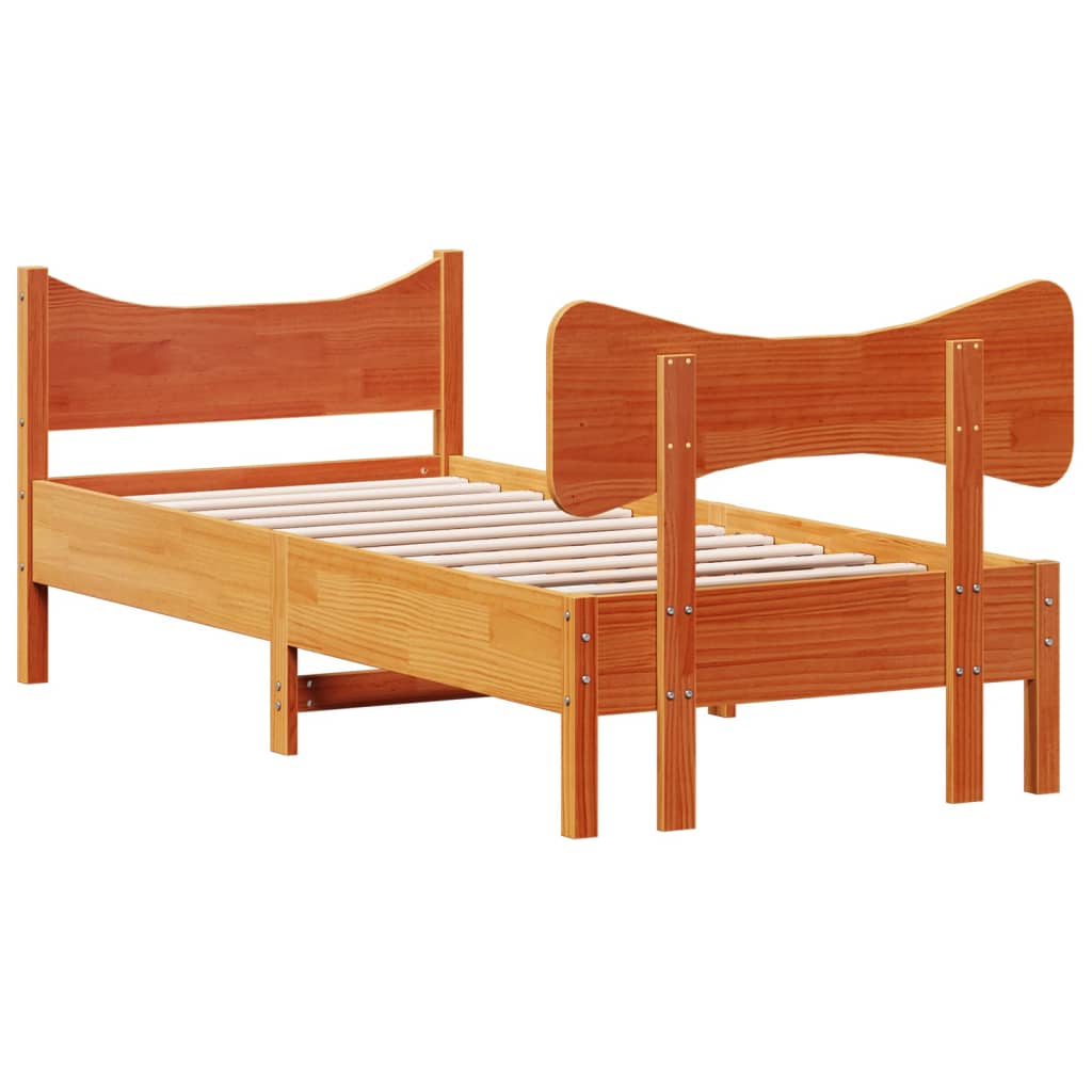 Letto senza Materasso Marrone Cera 75x190 cm in Legno di Pino | homemem39
