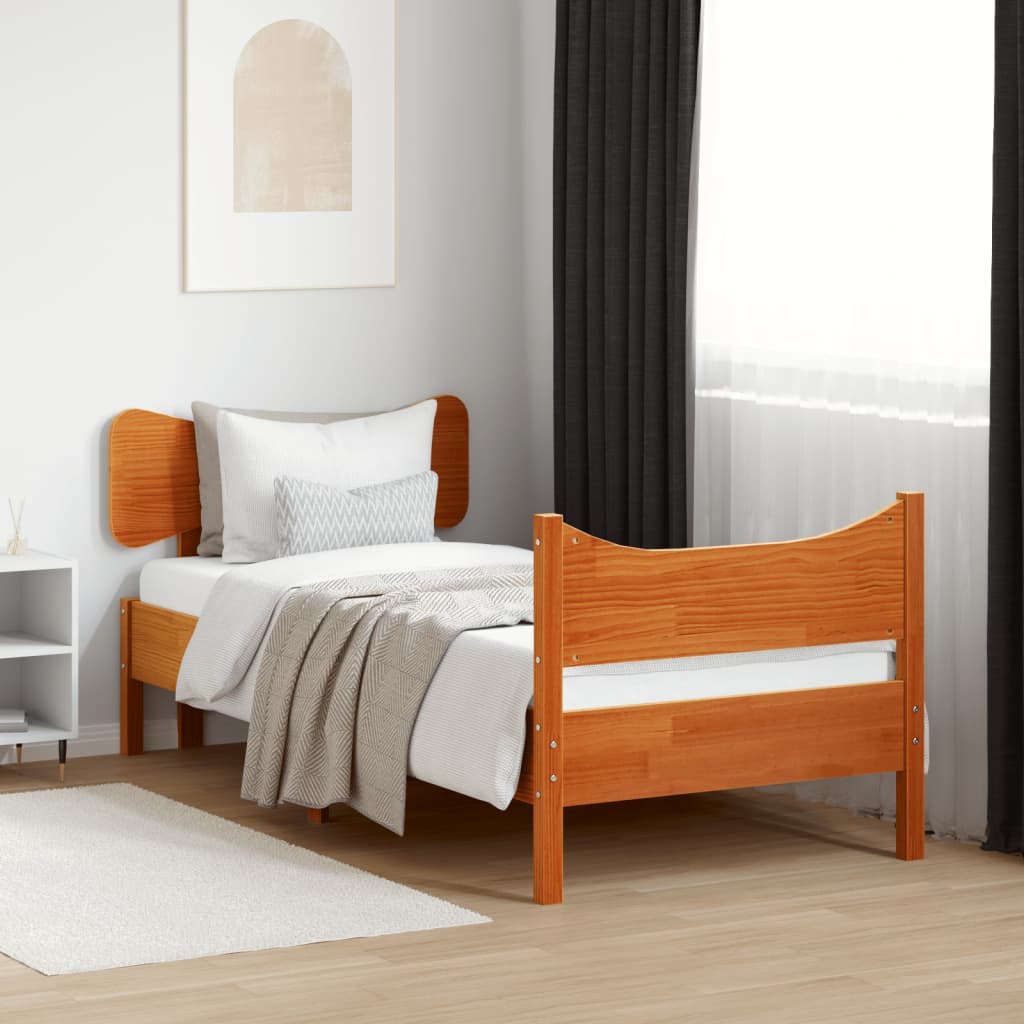 Letto senza Materasso Marrone Cera 75x190 cm in Legno di Pino | homemem39