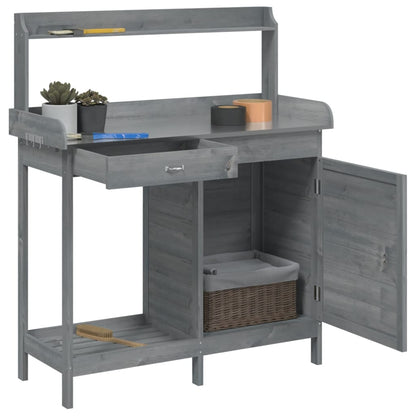 Tavolo Invaso con Mobile Grigio 110,5x45x124,5cm Massello Abete - homemem39