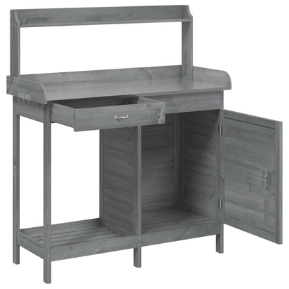 Tavolo Invaso con Mobile Grigio 110,5x45x124,5cm Massello Abete - homemem39