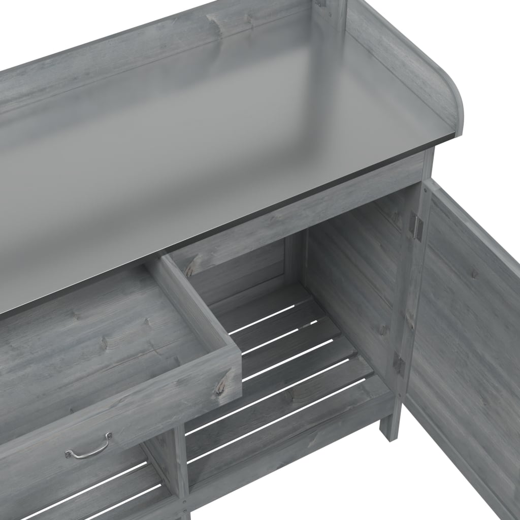Tavolo Invaso con Mobile Grigio 110,5x45x124,5cm Massello Abete - homemem39