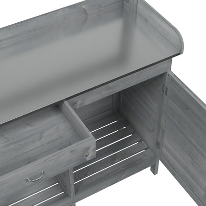 Tavolo Invaso con Mobile Grigio 110,5x45x124,5cm Massello Abete - homemem39