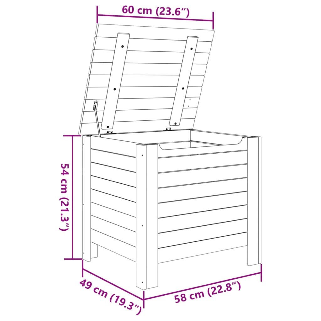 Contenitore con Coperchio RANA 60x49x54 cm Legno Massello Pino - homemem39