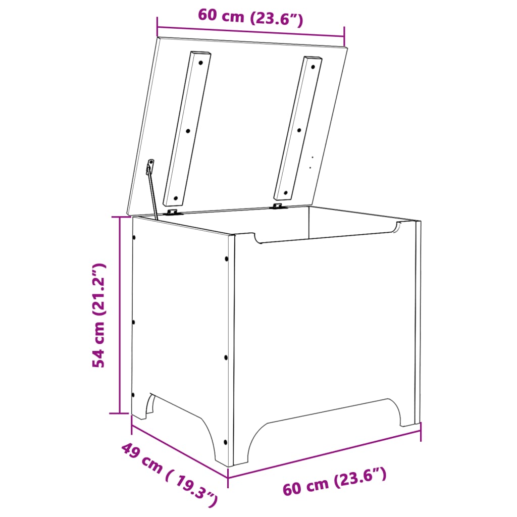 Contenitore con Coperchio RANA 60x49x54 cm Legno Massello Pino - homemem39