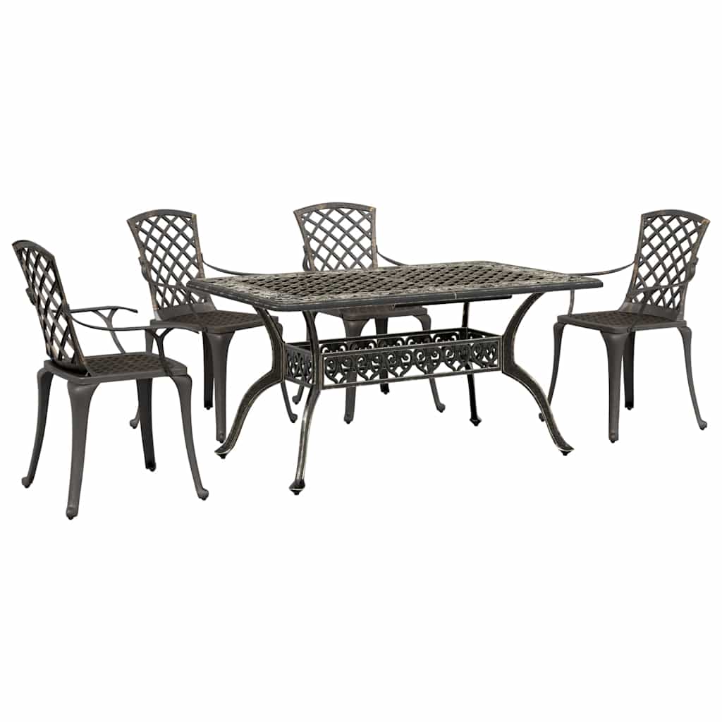 Set da Pranzo da Giardino 5 pz Bronzo in Alluminio Pressofuso | homemem39