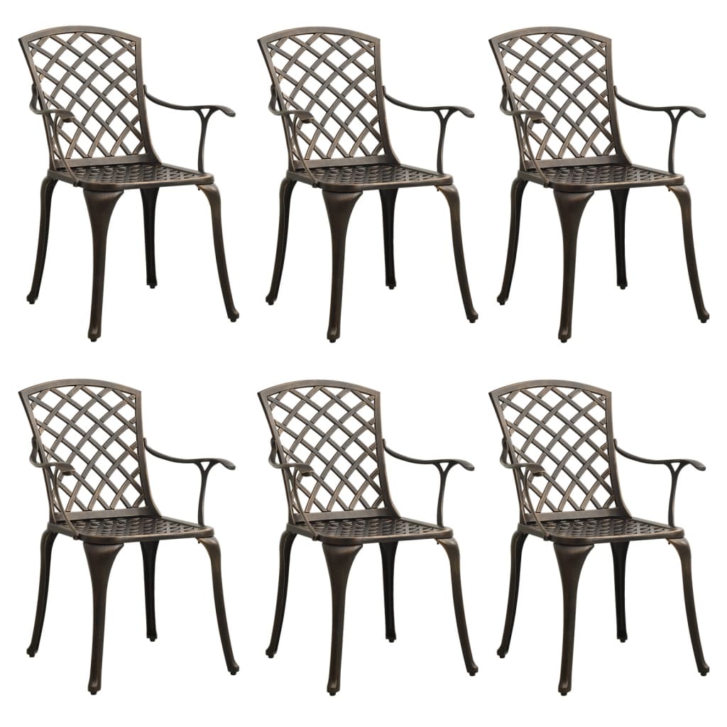 Sedie da Giardino 6 pz in Alluminio Pressofuso Bronzo | homemem39