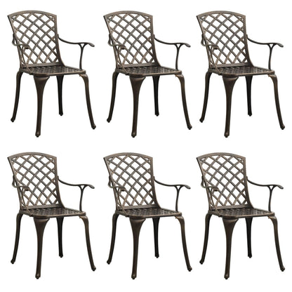 Sedie da Giardino 6 pz in Alluminio Pressofuso Bronzo | homemem39