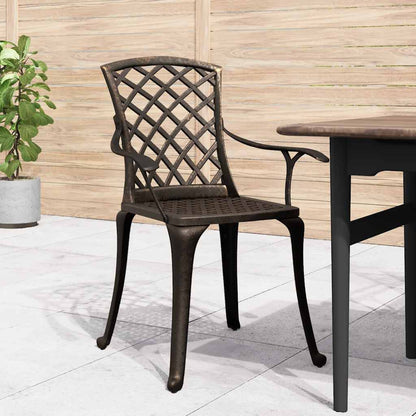 Sedie da Giardino 6 pz in Alluminio Pressofuso Bronzo | homemem39