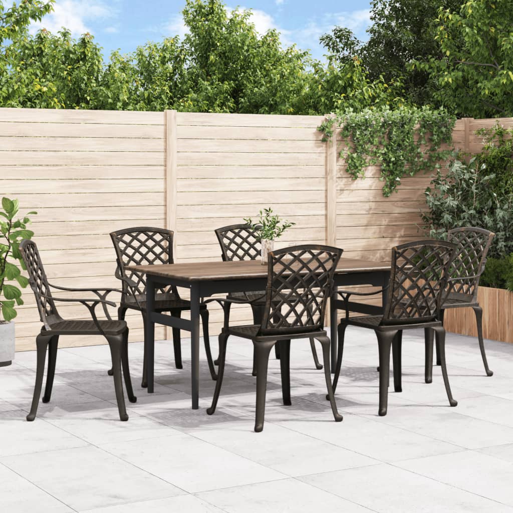 Sedie da Giardino 6 pz in Alluminio Pressofuso Bronzo | homemem39