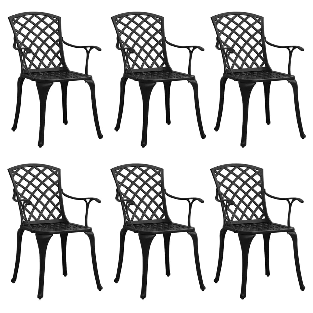 Sedie da Giardino 6 pz in Alluminio Pressofuso Nero | homemem39