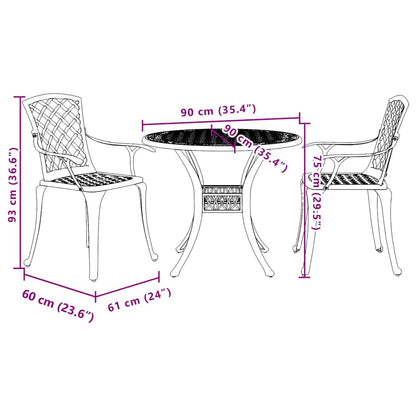 Set da Bistrot 3 pz Bianco in Alluminio Pressofuso | homemem39