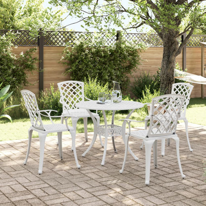 Set da Pranzo da Giardino 5 pz Bianco in Alluminio Pressofuso | homemem39