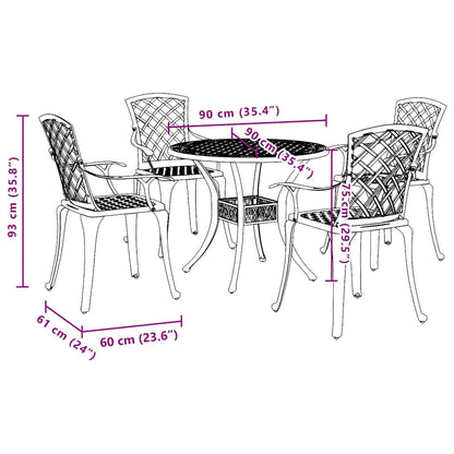 Set da Pranzo da Giardino 5 pz Bianco in Alluminio Pressofuso | homemem39