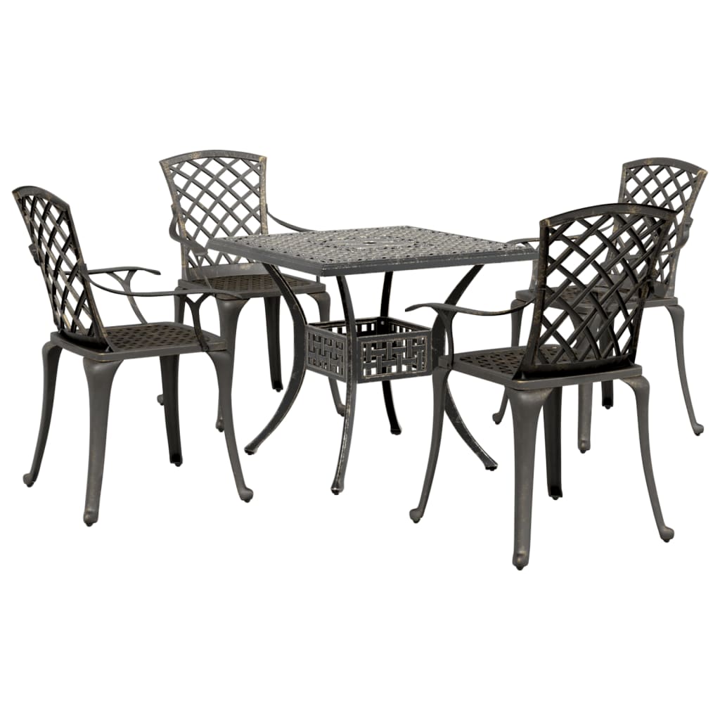 Set da Pranzo da Giardino 5 pz Bronzo in Alluminio Pressofuso | homemem39