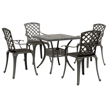 Set da Pranzo da Giardino 5 pz Bronzo in Alluminio Pressofuso | homemem39
