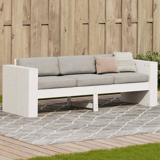 Divano Giardino 3 Posti Bianco 189x60x62 cm Legno Massello Pino | homemem39