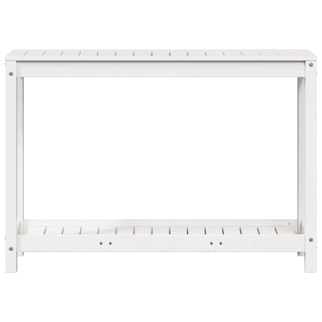 Tavolo Invaso con Ripiano Bianco 108x35x75 cm Massello Pino - homemem39